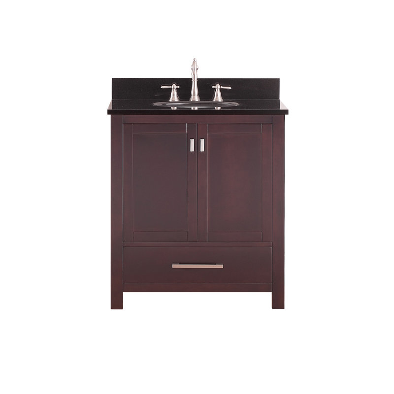Modero 30" Single Bathroom Vanity with Top, Chilled Gray, Carrera White Marble, Brushed Nickel