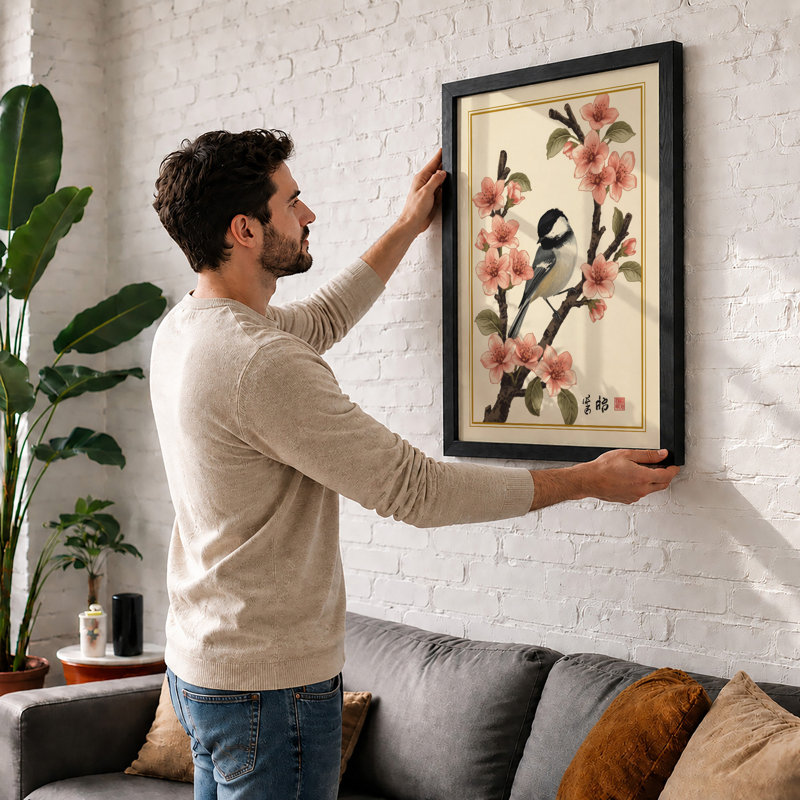 Spring Song Japandi - Framed Print, A3 - 42.0 x 29.7 cm, White