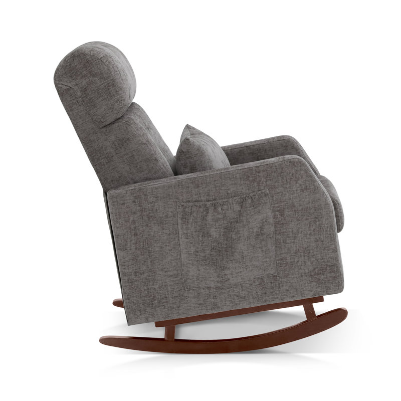 Chaise berçante moderne avec revêtement ergonomique gris avec poche, Gris, Noir