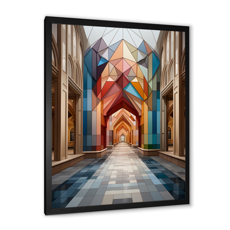 Symétrie architecturale de luxe sur toile, Cadre photo noir, H 32 po x l 16 po x P 1 po