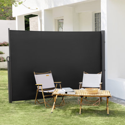 HOMEDEMO 126" x 78" Retractable Side Awning with Privacy Screen Protection, Carbon Gray Waterproof & UV-Resistant Outdoor Side Pull Shade for Patios, Balconies and Gardens