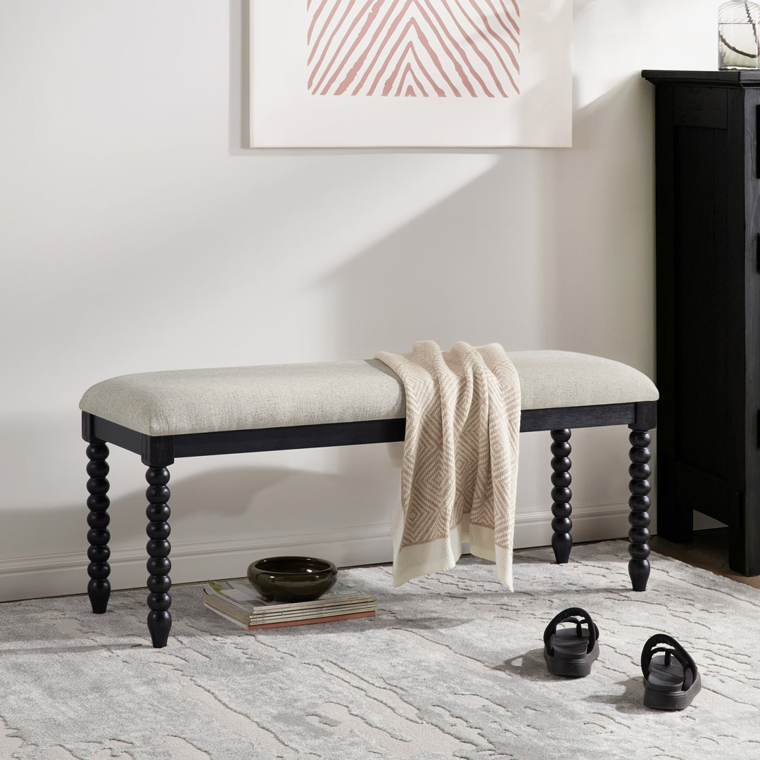 48" Wide Classic Rustic Spindle Turned Leg Upholstered Bedroom Bench Charlton Home® 