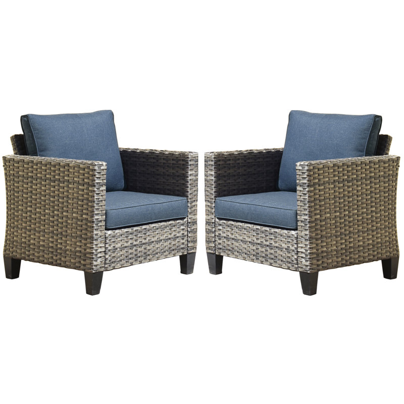 Kaniha Wicker Outdoor Lounge Chair, Denim Blue