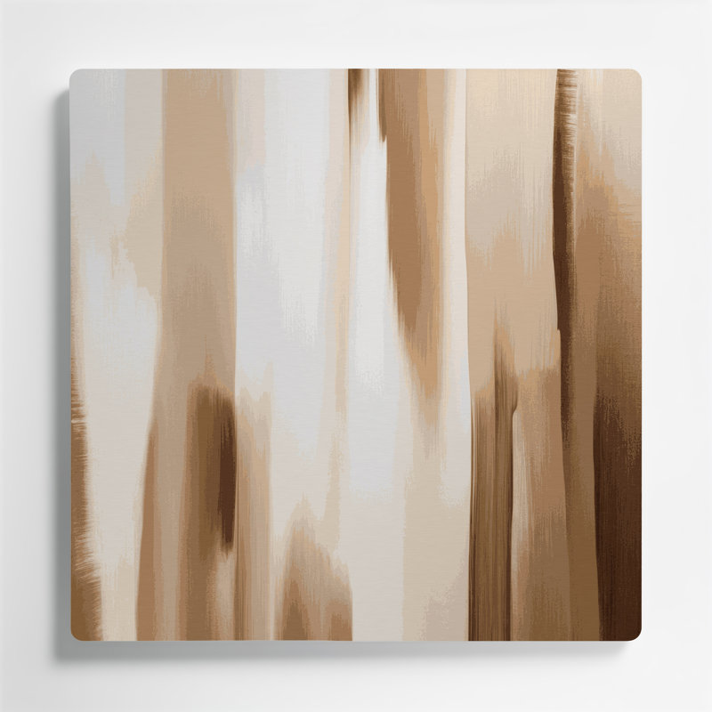 Art mural abstrait en métal beige 89, H 16 po x l 16 po