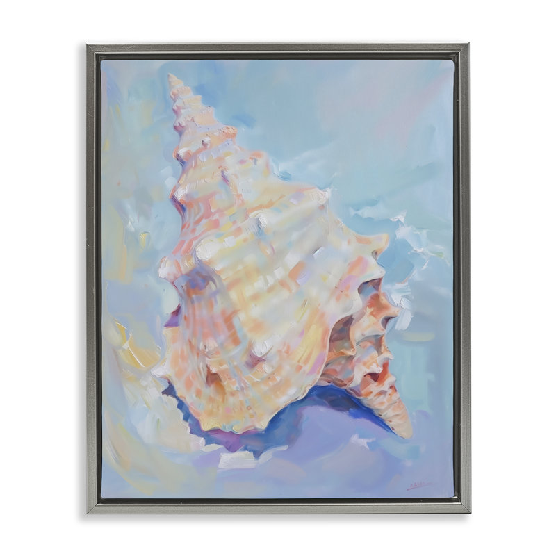  «Coastal Conch Shell» par Arlington Prints, Cadre flottant gris lustré, H 31 po x l 25 po