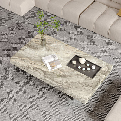 Rectangular marble floating coffee table
