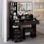 Grande coiffeuse avec miroir à DEL et tiroirs de rangement - Coiffeuse avec tabouret rembourré-152621769