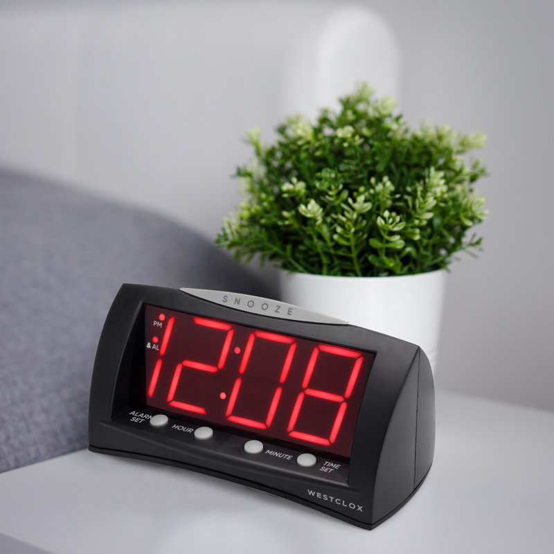 Triad Modern & Contemporary Digital Electric Tabletop Clock with Alarm in Black