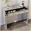 Console à miroir, coiffeuse argentée pour miroir incurvé cuit au four avec 2 tiroirs, table d'appoint décorative en miroir convenant au couloir et au salon, coiffeuse à miroir