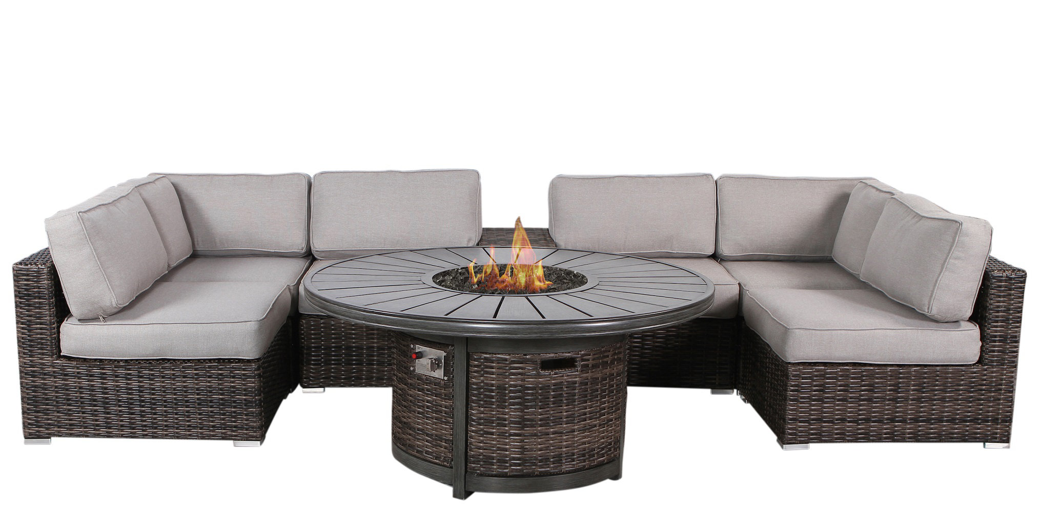 Oris Rattan Wicker Fully Assembled 4 Person Seating Group with Cushions