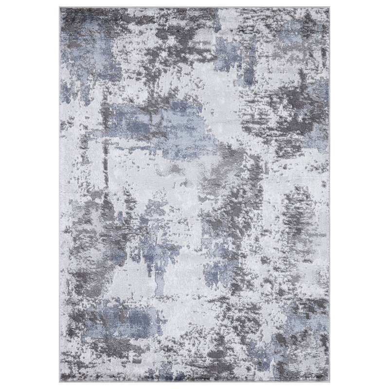 Tapis gris pacifique à motif abstrait Pacific, Rectangle 3 pi 3 po x 4 pi 7 po