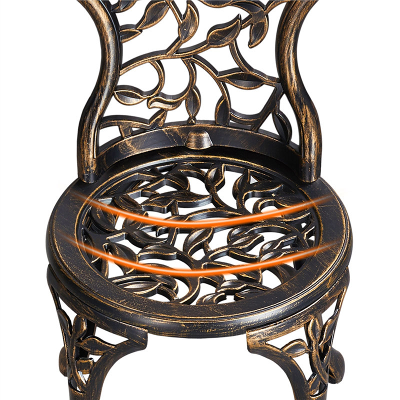 Ensemble bistro rond en aluminium 24 po pour 2 personnes, Bronze