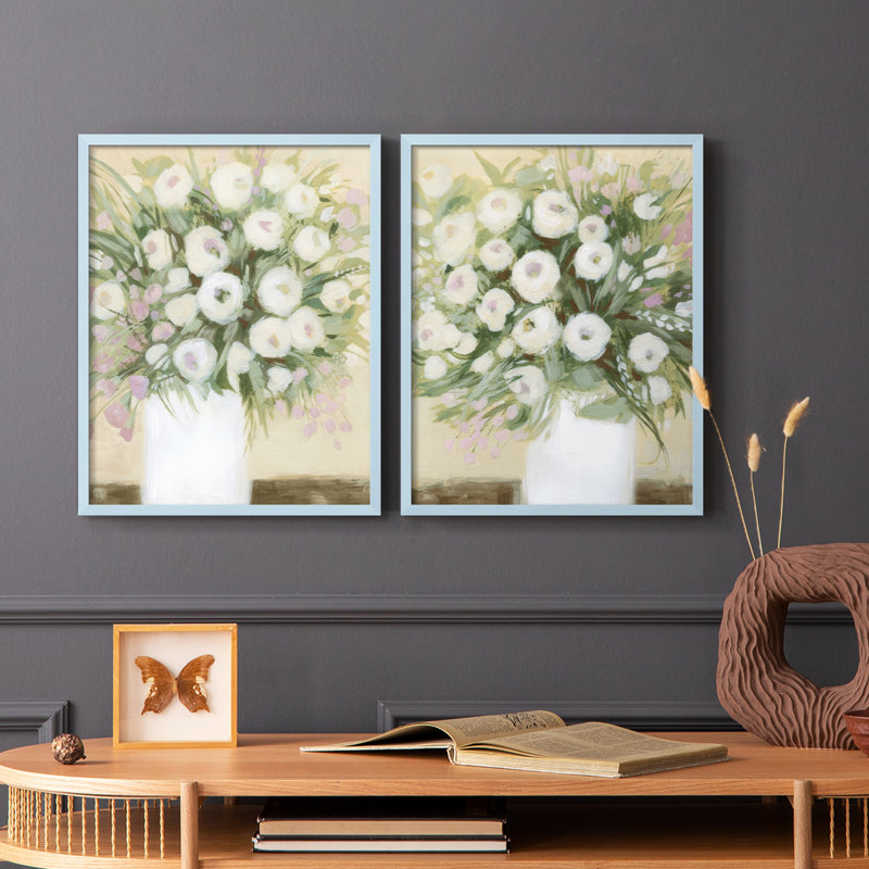 «Soft Sun Bouquet I», reproduction encadrée de qualité supérieure - prête à être accrochée - aucun clou requis - aucun clou requis
