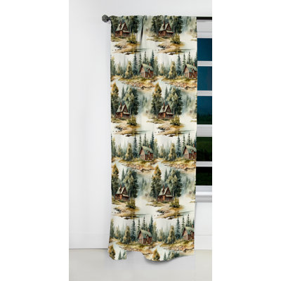 County Home Lodge Retreat - Rideau floral - Rideau floral occultant en velours - 1 panneau
