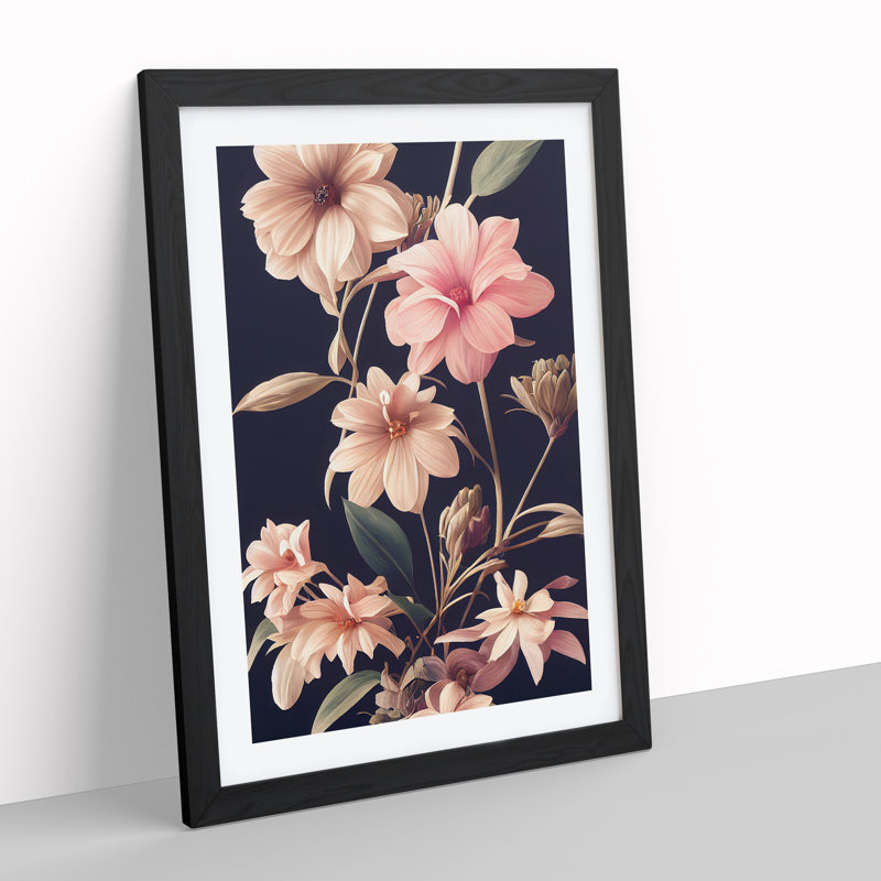 The Classic Flowers No.5 - Single Picture Frame Print, 34cm H x 25cm W x 2cm D, Black Framed