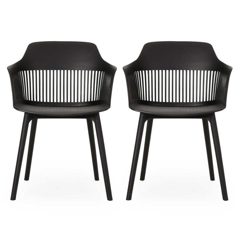 Chaise Dahlia - Extérieur. Polypropylène noir résistant aux intempéries. Courbe élégante. 33 po x 22,5 po x l 21,5 po Cadre stable