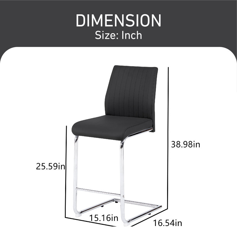 Tabouret de comptoir 25,59 po Carlena, Noir