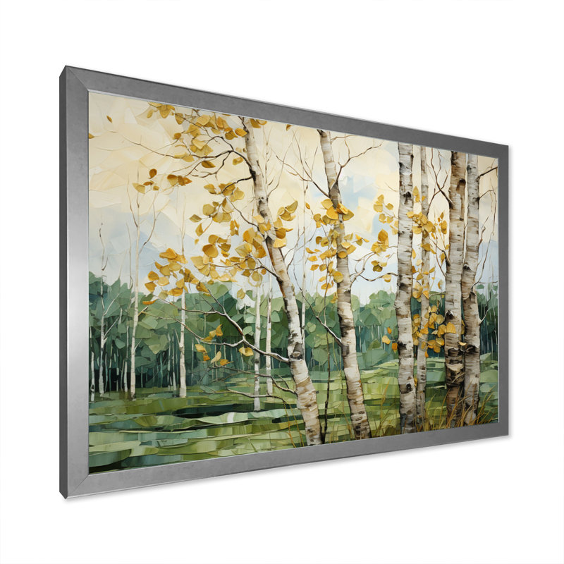 «Birch Tree Whispers Landscape I», reproduction sur toile, Cadre photo argenté, H 24 po x l 32 po x P 1 po