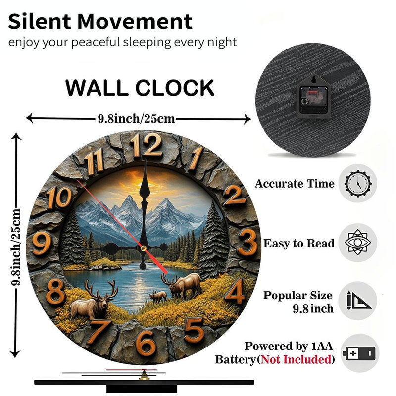 Mountain Elk Sunset Wall Clock