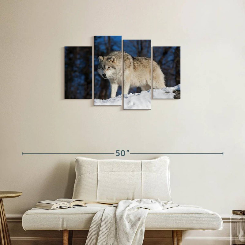 Loup Brampt à l'affût, H 22 po x l 36 po