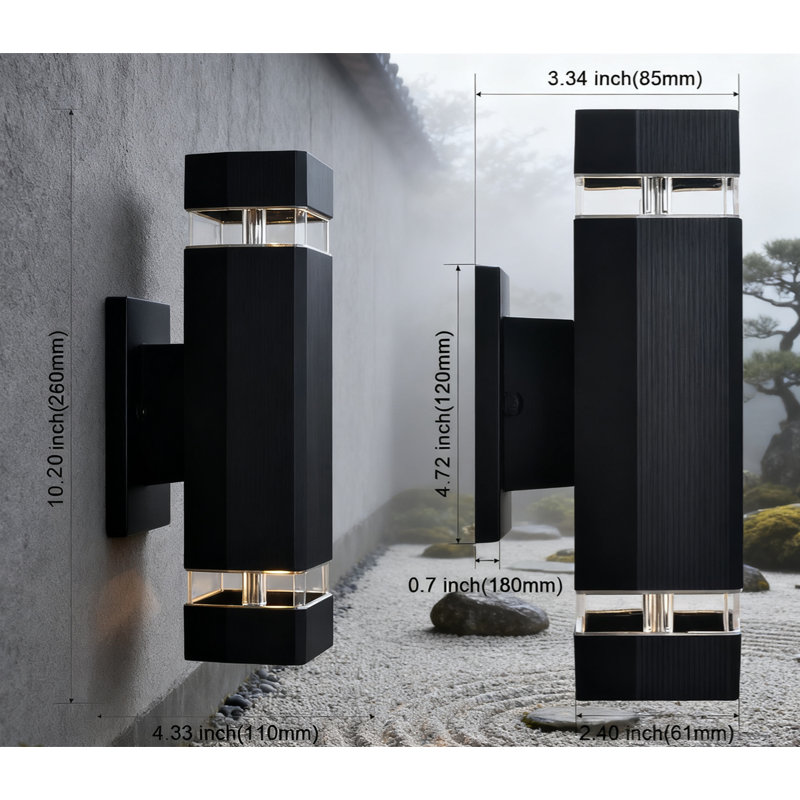 Appliques murales extérieures à détecteur de mouvement, lumière de sécurité Dusk To Dawn avec 3 modes, applique murale en aluminium imperméable pour garage, porche, patio, porte d'entrée