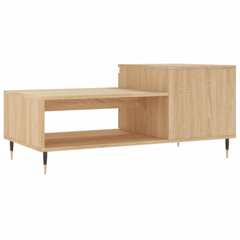 vidaXL Coffee Table Engineered wood, metal 39.4x19.7x17.7 in, Sonoma Oak