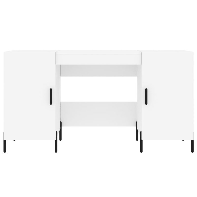 Bowerville 140cm W Rectangle Writing Desk with and Cabinet, White