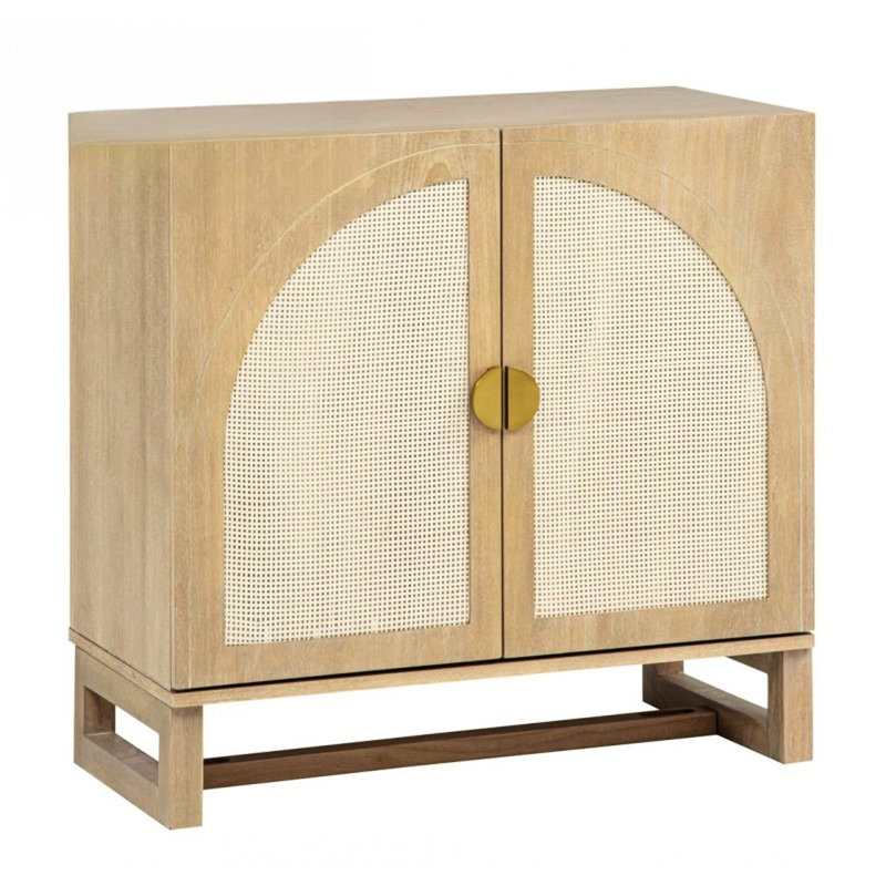 Armoire de rangement 1 pièce en rotin avec porte arquée et buffet pour la cuisine du salon