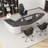 Black+White Free Form Manufactured Wood+Barenia with 2 drawers desk-1259222429