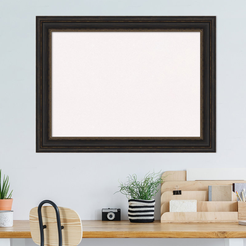 White Cork Board, Accent Bronze Frame - Bulletin Board, Organization Board, Pin Board, 25" x 33"