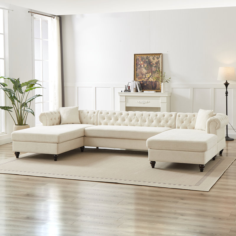 Novalune 3 - Piece Upholstered Chenille Sofa, Beige Chenille