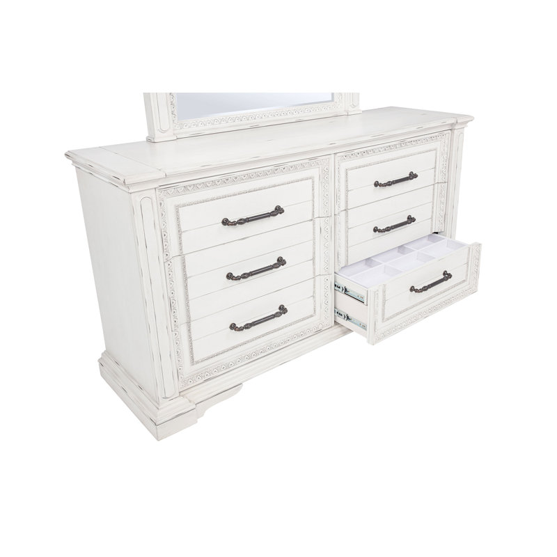 Commode de chambre à 6 tiroirs Mckinney - blanc rétro