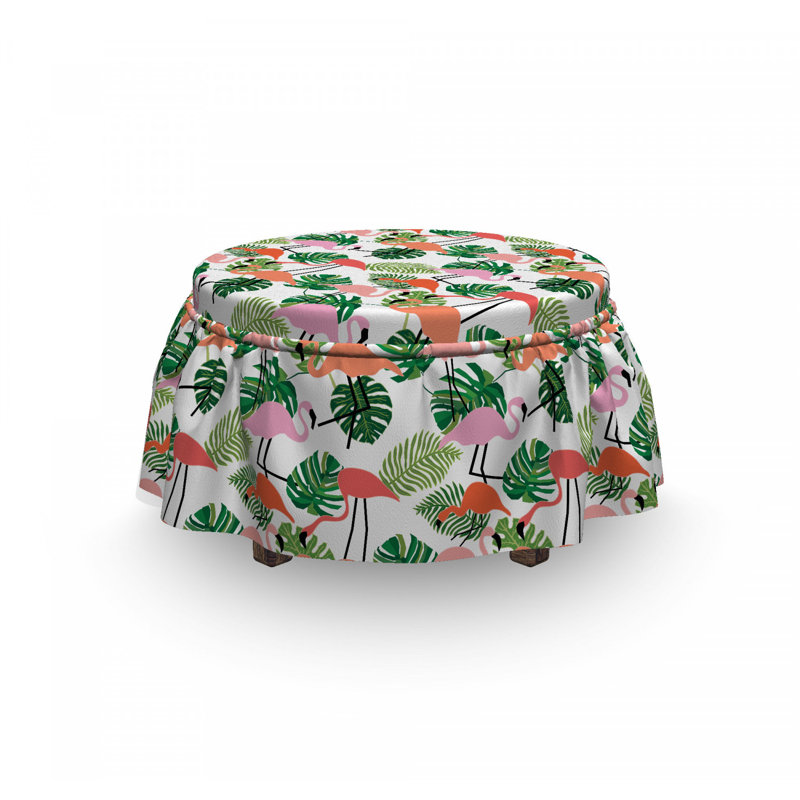 Housse pour repose-pieds monstera hipster flamant rose