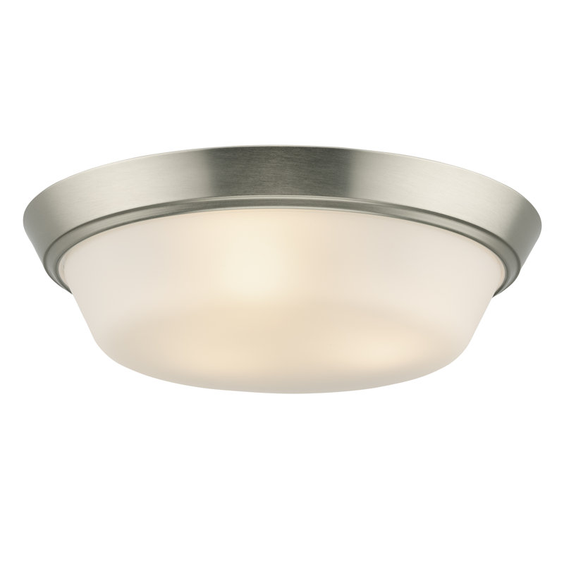 Plafonnier encastré Edessa avec verre satiné gravé, Nickel brossé, H 4,5 po x l 16 po x P 16 po, Trois lumières