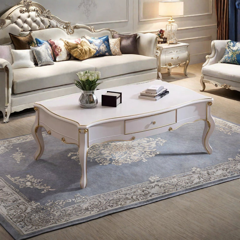 Table basse légère de luxe sculptée et dorée