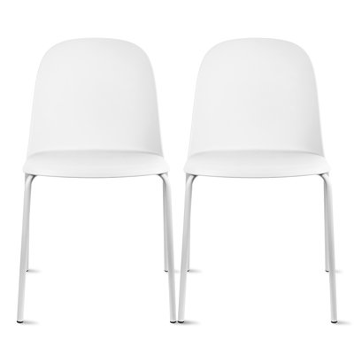 Walthall Stackable Dining Chairs - Set of 2 Modern Plastic Chairs with Sturdy Iron Legs - Space-Saving Side Chairs for Kitchen & Dining Room