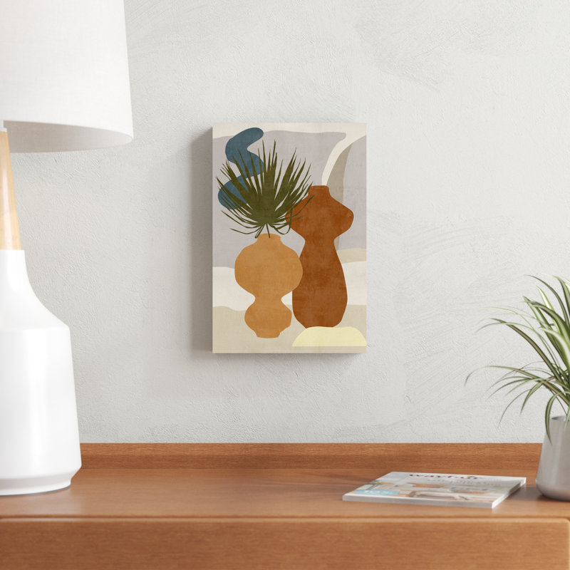 Vases décorés I, H 12 po x l 8 po, Non, Toile tendue
