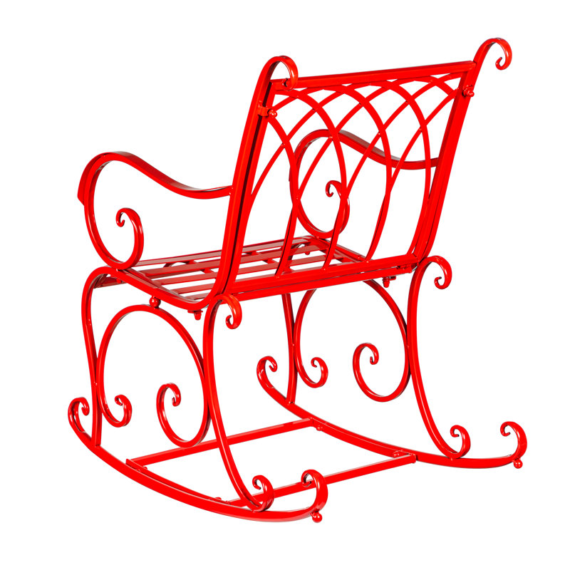 Chaise berçante de patio à volutes en métal, Rouge