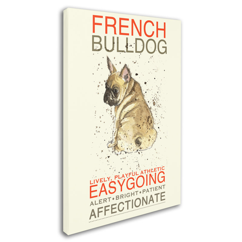 French Bulldog Print on Beige Canvas with Hidden Frame