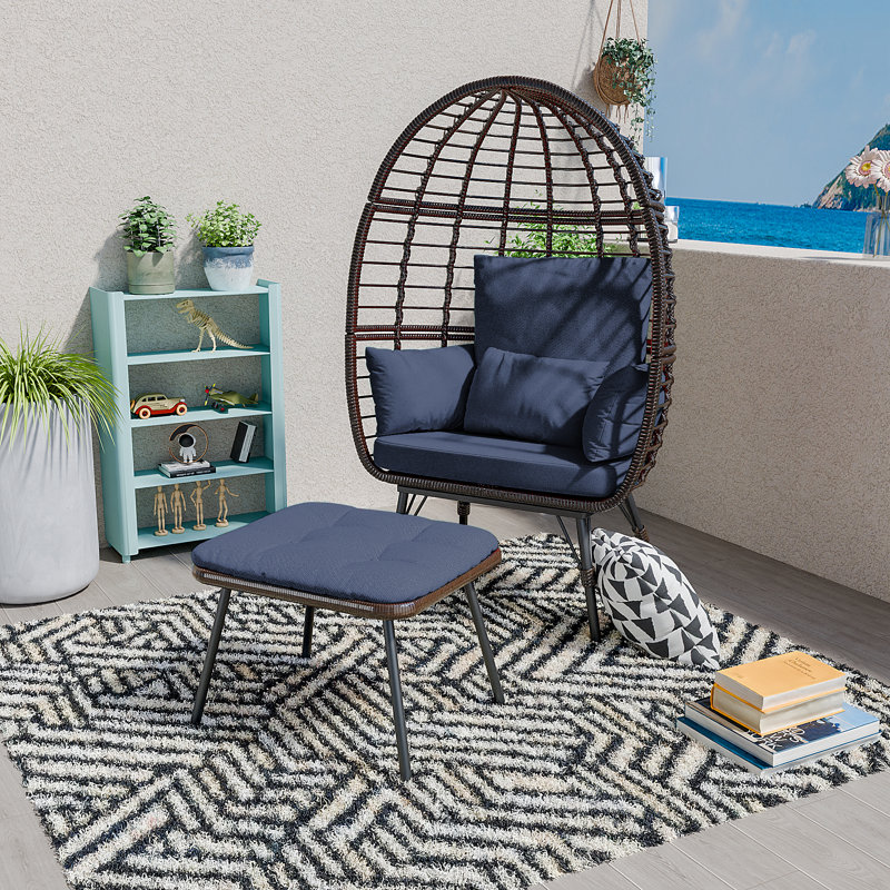 Fauteuil en osier pour l'extérieur et l'intérieur Wicker, Bleu
