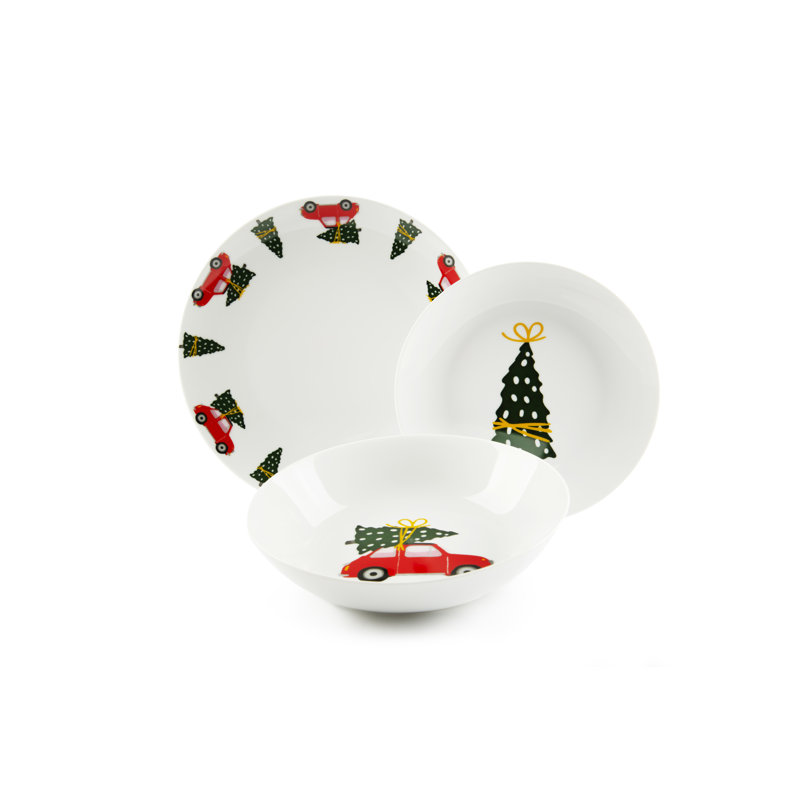 Ready For Christmas 18 Piece Porcelain China Dinnerware Set - Service for 6