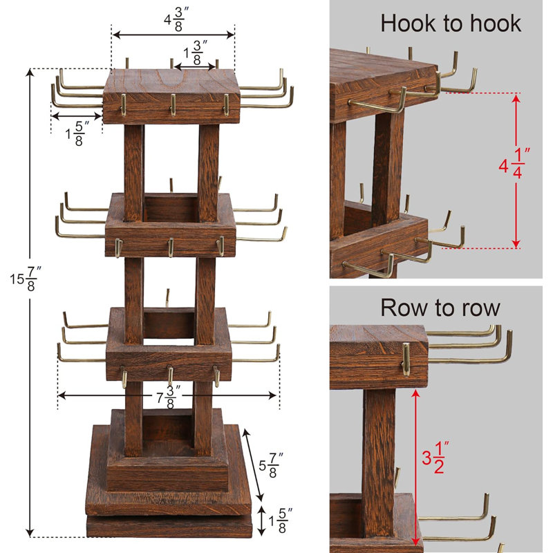 Charmarkco Wood Rotating Jewelry Display, Brown