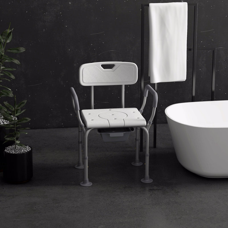3-in-1 Multifunctional Shower Chair with Commode Bucket