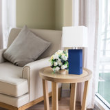 Damond Lalia Home Lexington 21" Leather Base Table Lamp with White Rectangular Linen Shade