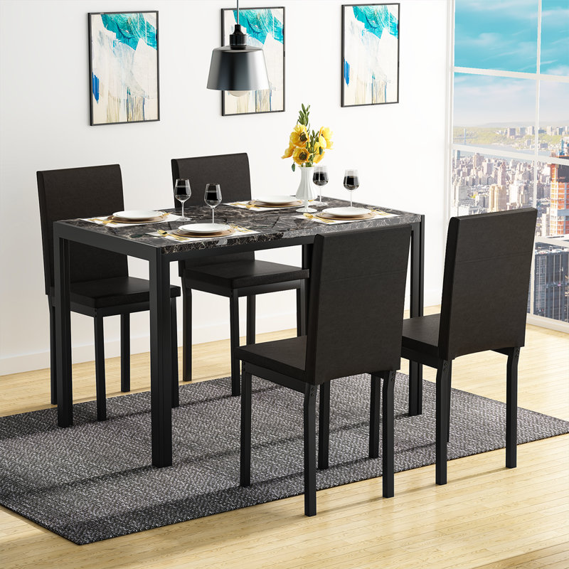 Ensemble repas pour 4 personnes Saulo, Noir, noir, noir, noir