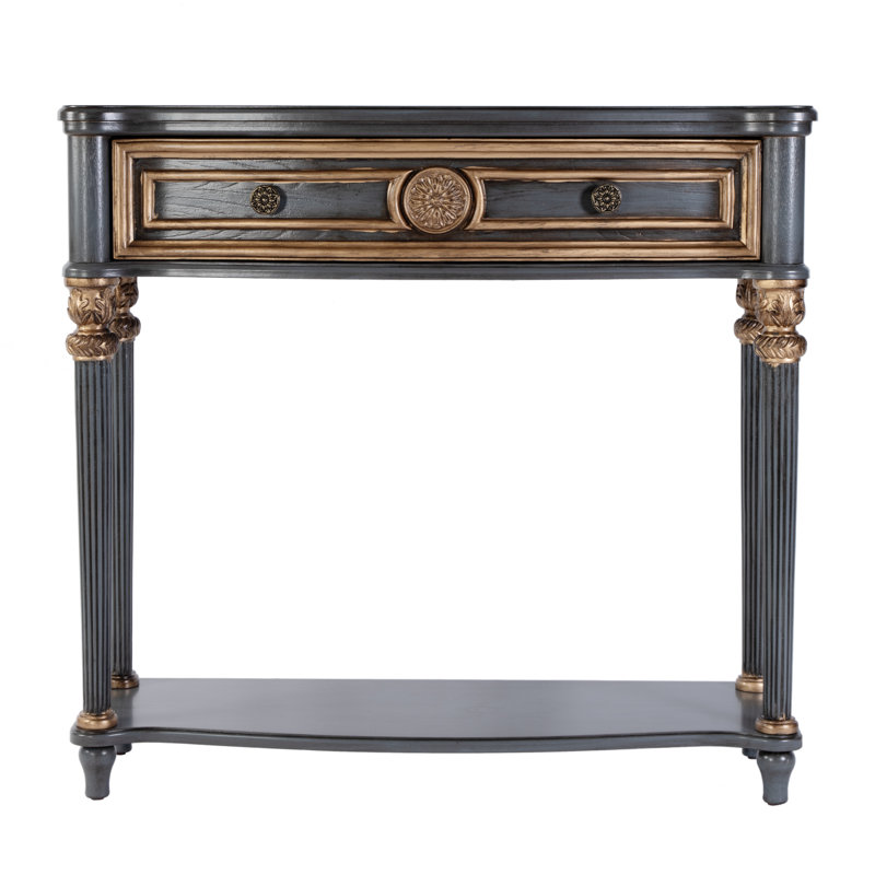 37" Serpentine-Shaped Console Table, Blue
