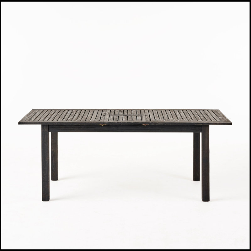 Table de salle à manger d'extérieur extensible en bois d'acacia, gris foncé, pour des rassemblements de patio polyvalents et élégants
