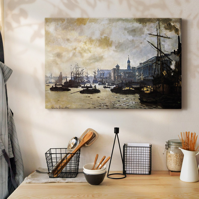 Le port de Londres, 1871, toile tendue avec châssis, H 12 po x l 18 po
