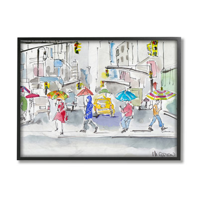 «Rainy Crosswalk Ped piétans Urban City People» par Mark Higden - impression d'art graphique