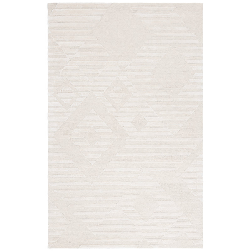 Soho 177 Hand Tufted Viscose/Wool Geometric Shapes Rug in Ivory/Beige, Rectangle 8' x 10'